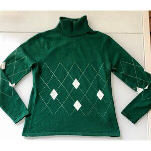 1990s Turtleneck Sweater, Size Small Argyle Sweater